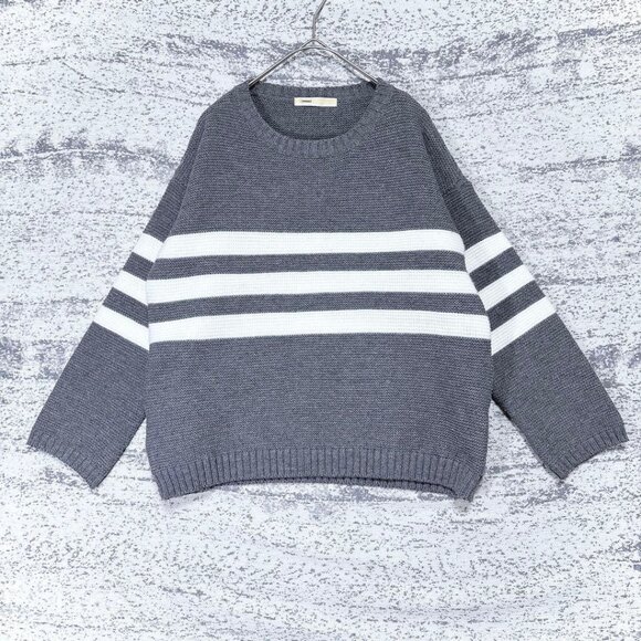 Autu Sweaters - Autu Border Knit Crew Neck Sweater